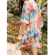 Colorful Gradient Bat Sleeves Belted Cover-Ups Tops Colorful Gradient Bat Sleeves Belted Cover-Ups Tops