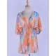 Colorful Gradient Bat Sleeves Belted Cover-Ups Tops Colorful Gradient Bat Sleeves Belted Cover-Ups Tops