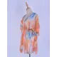 Colorful Gradient Bat Sleeves Belted Cover-Ups Tops Colorful Gradient Bat Sleeves Belted Cover-Ups Tops