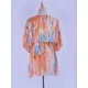 Colorful Gradient Bat Sleeves Belted Cover-Ups Tops Colorful Gradient Bat Sleeves Belted Cover-Ups Tops