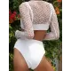 Solid Color Long-Sleeves Hollow Cover-Up Solid Color Long-Sleeves Hollow Cover-Up