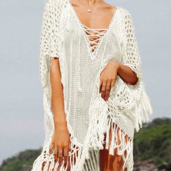 Crochet See-Through Half Sleeves Cover-Ups Tops