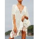 Crochet See-Through Half Sleeves Cover-Ups Tops Crochet See-Through Half Sleeves Cover-Ups Tops