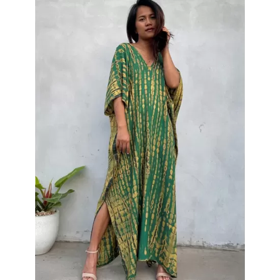 Bohemia Oversized Stripped Printed Batwing Sleeves Cover-Up Bohemia Oversized Stripped Printed Batwing Sleeves Cover-Up