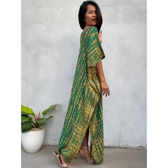 Bohemia Oversized Stripped Printed Batwing Sleeves Cover-Up Bohemia Oversized Stripped Printed Batwing Sleeves Cover-Up