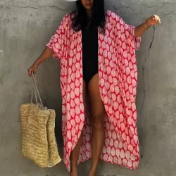 Bohemia Oversized Printed Batwing Sleeves Cover-Up