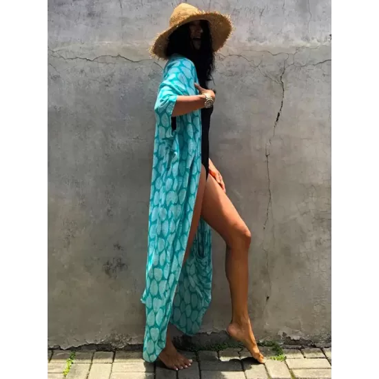 Bohemia Oversized Printed Batwing Sleeves Cover-Up Bohemia Oversized Printed Batwing Sleeves Cover-Up