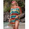 Loose Bandage Contrast Color Tasseled Split-Side Cover Up