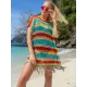 Loose Bandage Contrast Color Tasseled Split-Side Cover Up Loose Bandage Contrast Color Tasseled Split-Side Cover Up