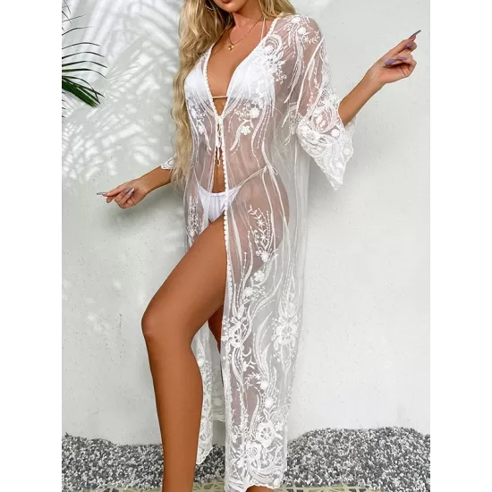 Vacation Loose Solid Color Cover-Ups Swimwear Vacation Loose Solid Color Cover-Ups Swimwear