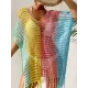 Vacation Loose Patchwork V-Neck Cover-Ups Swimwear Vacation Loose Patchwork V-Neck Cover-Ups Swimwear