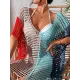 Vacation Loose Patchwork V-Neck Cover-Ups Swimwear Vacation Loose Patchwork V-Neck Cover-Ups Swimwear
