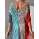 Vacation Loose Patchwork V-Neck Cover-Ups Swimwear Vacation Loose Patchwork V-Neck Cover-Ups Swimwear