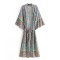 Vacation Loose Floral Printed Lace-Up V-Neck Kimono