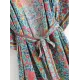 Vacation Loose Floral Printed Lace-Up V-Neck Kimono Vacation Loose Floral Printed Lace-Up V-Neck Kimono