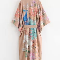 Vacation Floral Printed Lace-Up V-Neck Cover-Ups Swimwear