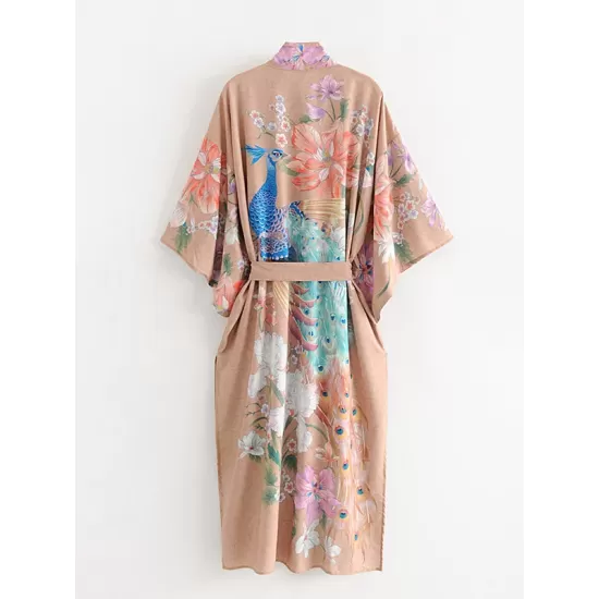 Vacation Floral Printed Lace-Up V-Neck Cover-Ups Swimwear Vacation Floral Printed Lace-Up V-Neck Cover-Ups Swimwear
