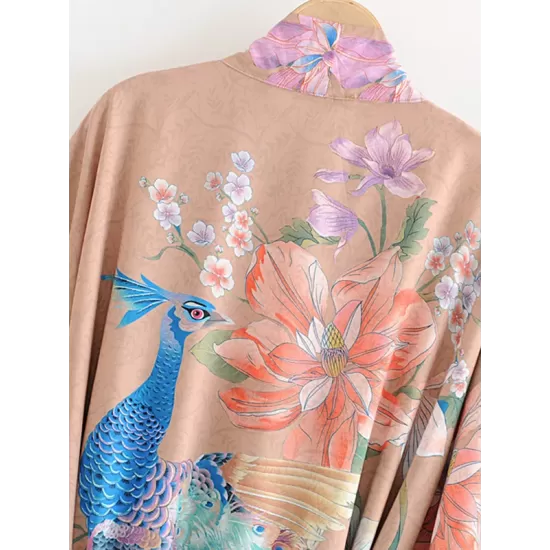Vacation Floral Printed Lace-Up V-Neck Cover-Ups Swimwear Vacation Floral Printed Lace-Up V-Neck Cover-Ups Swimwear