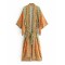 Vacation Loose Floral Printed Lace-Up V-Neck Cover-Up Top