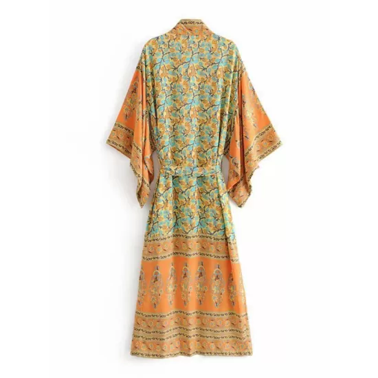Vacation Loose Floral Printed Lace-Up V-Neck Cover-Up Top Vacation Loose Floral Printed Lace-Up V-Neck Cover-Up Top