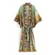 Beach Loose Floral Printed Lace-Up V-Neck Cover-Up Top Beach Loose Floral Printed Lace-Up V-Neck Cover-Up Top