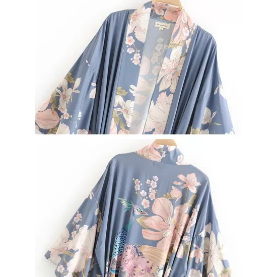 Beach Loose Floral Printed Lace-Up V-Neck Cover-Up Top Beach Loose Floral Printed Lace-Up V-Neck Cover-Up Top