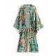 Beach Loose Floral Printed Lace-Up V-Neck Cover-Up Top Beach Loose Floral Printed Lace-Up V-Neck Cover-Up Top