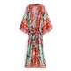Vacation Loose Lace-Up Printed V-Neck Cover-Up Top Vacation Loose Lace-Up Printed V-Neck Cover-Up Top