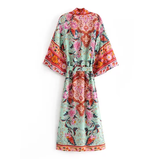 Vacation Loose Lace-Up Printed V-Neck Cover-Up Top Vacation Loose Lace-Up Printed V-Neck Cover-Up Top