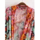 Vacation Loose Lace-Up Printed V-Neck Cover-Up Top Vacation Loose Lace-Up Printed V-Neck Cover-Up Top