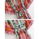Vacation Loose Lace-Up Printed V-Neck Cover-Up Top Vacation Loose Lace-Up Printed V-Neck Cover-Up Top