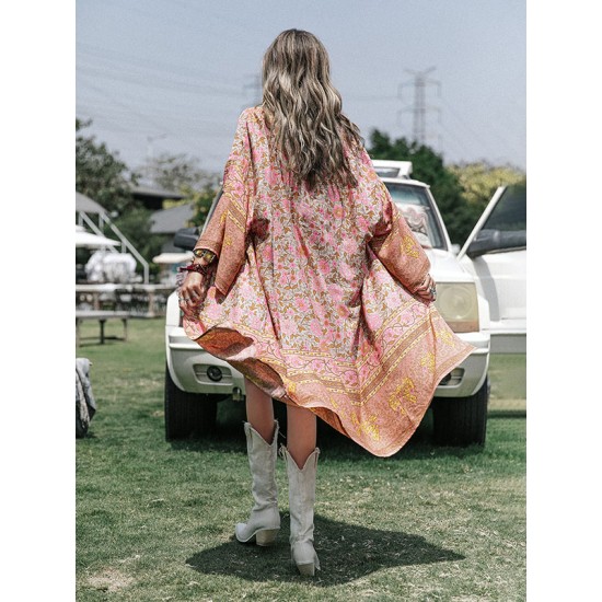 Vacation Loose Floral Printed Cover-Ups Vacation Loose Floral Printed Cover-Ups