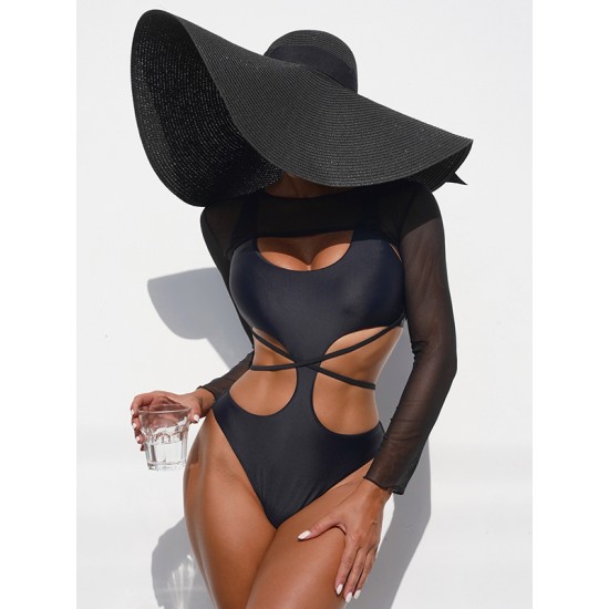Padded Belly-Hollow Mesh Cover-Ups & One-Piece Swimwear Two Pieces Set Padded Belly-Hollow Mesh Cover-Ups & One-Piece Swimwear Two Pieces Set