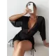 Three Pieces Set Loose Solid Color Padded Halter-Neck Bikini Swimsuit &Cover-Ups Rompers Swimwear Three Pieces Set Loose Solid Color Padded Halter-Neck Bikini Swimsuit &Cover-Ups Rompers Swimwear