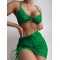 Halterneck Triangle Three Pieces Bikini Set