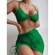 Halterneck Triangle Three Pieces Bikini Set Halterneck Triangle Three Pieces Bikini Set