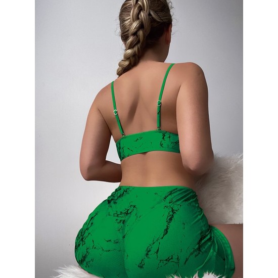 Halterneck Triangle Three Pieces Bikini Set Halterneck Triangle Three Pieces Bikini Set