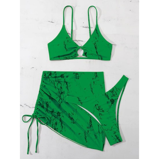 Halterneck Triangle Three Pieces Bikini Set Halterneck Triangle Three Pieces Bikini Set
