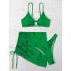 Halterneck Triangle Three Pieces Bikini Set Halterneck Triangle Three Pieces Bikini Set
