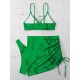 Halterneck Triangle Three Pieces Bikini Set Halterneck Triangle Three Pieces Bikini Set