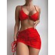 Halterneck Triangle Three Pieces Bikini Set Halterneck Triangle Three Pieces Bikini Set