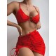 Halterneck Triangle Three Pieces Bikini Set Halterneck Triangle Three Pieces Bikini Set