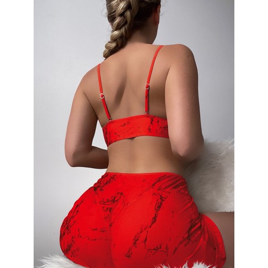 Halterneck Triangle Three Pieces Bikini Set Halterneck Triangle Three Pieces Bikini Set