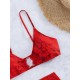 Halterneck Triangle Three Pieces Bikini Set Halterneck Triangle Three Pieces Bikini Set
