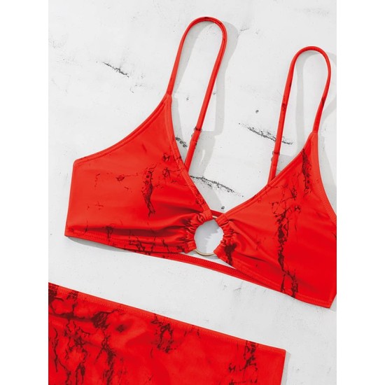 Halterneck Triangle Three Pieces Bikini Set Halterneck Triangle Three Pieces Bikini Set