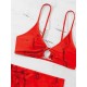 Halterneck Triangle Three Pieces Bikini Set Halterneck Triangle Three Pieces Bikini Set