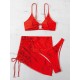 Halterneck Triangle Three Pieces Bikini Set Halterneck Triangle Three Pieces Bikini Set