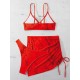 Halterneck Triangle Three Pieces Bikini Set Halterneck Triangle Three Pieces Bikini Set