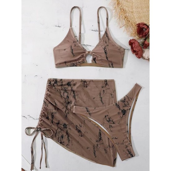 Halterneck Triangle Three Pieces Bikini Set Halterneck Triangle Three Pieces Bikini Set