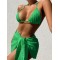 Simple Three Pieces Halterneck Triangle Bikini Set